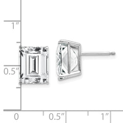 14k White Gold 10x8mm Emerald Cut Cubic Zirconia Earrings