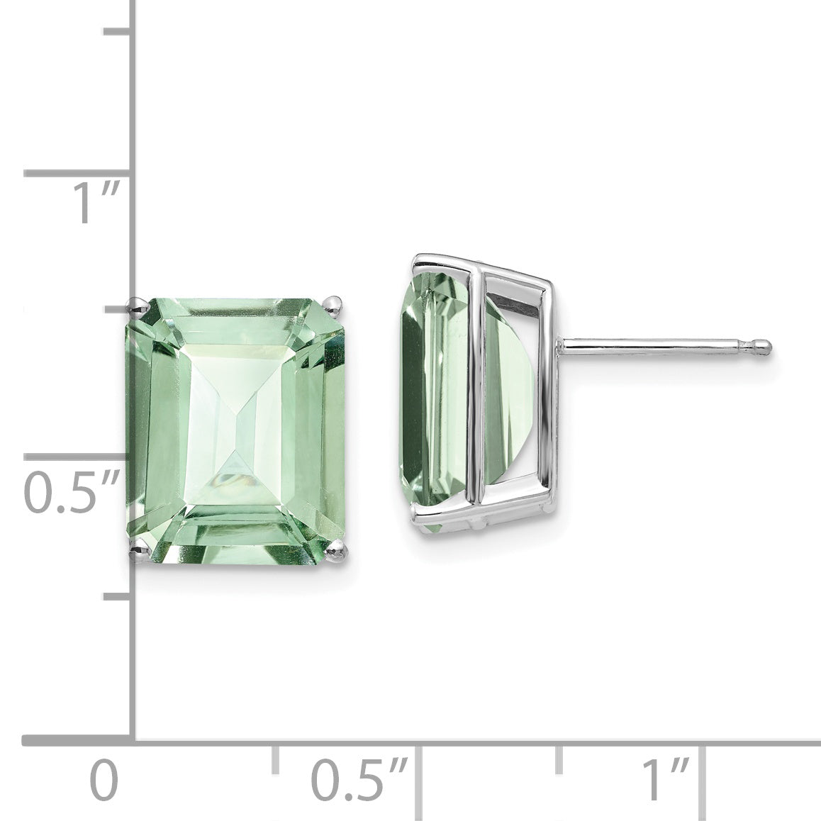 14kw 12x10mm Emerald-Cut Green Quartz Earrings