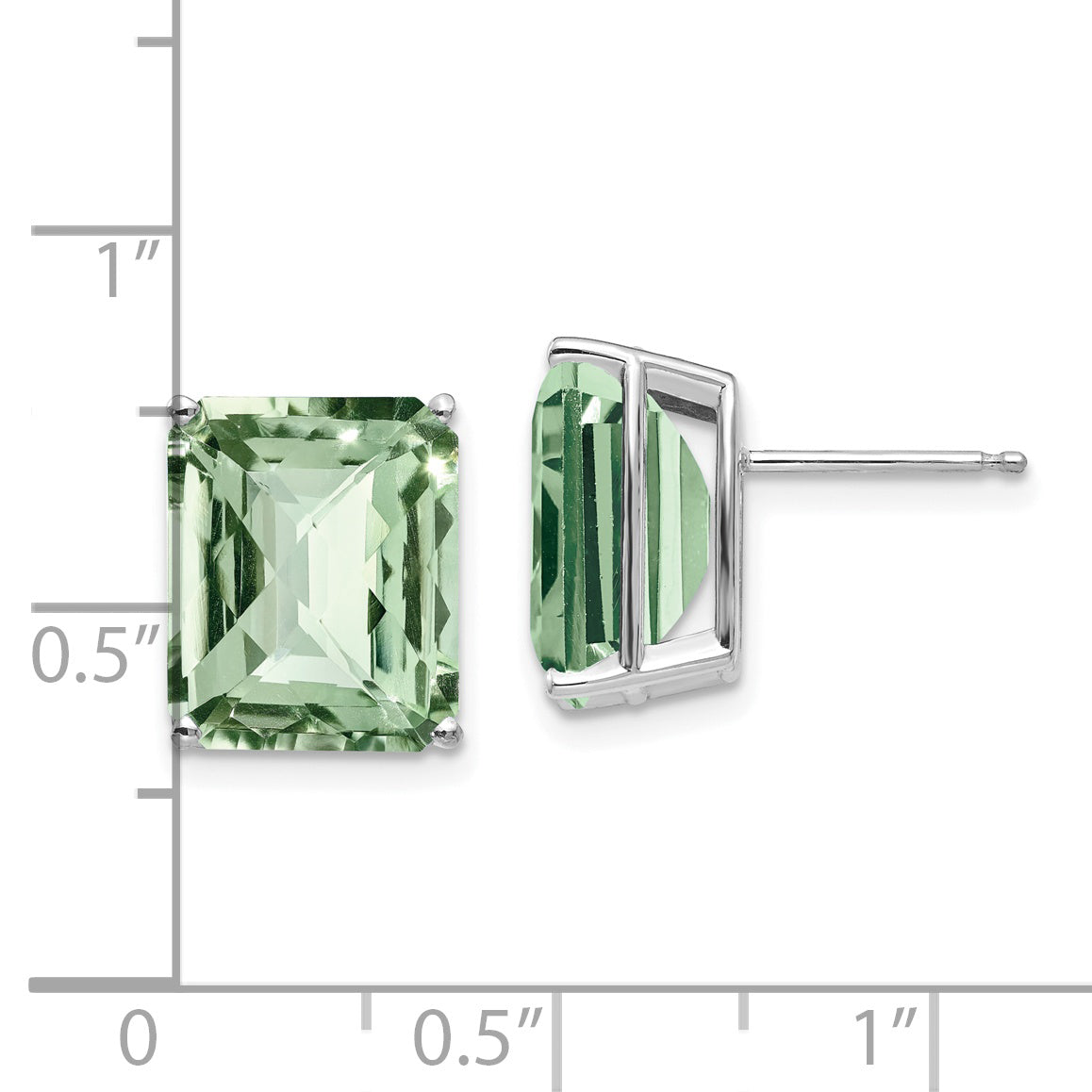 14kw 12x10mm Octagon Checker-Cut Green Quartz Earrings