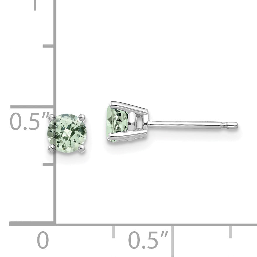 14kw 4mm Round Checker-Cut Green Quartz Earrings