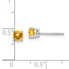 14k White Gold 4mm Citrine Earrings