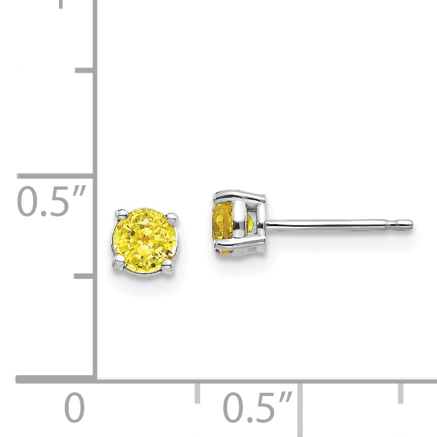 14k White Gold Yellow Sapphire Earrings