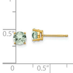 14k 5mm Round Green Quartz Earrings