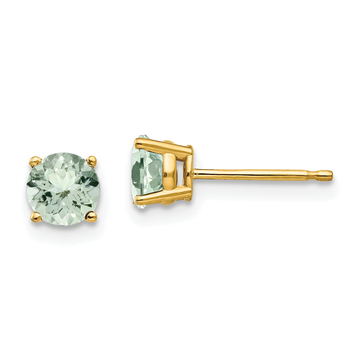 14k 5mm Round Green Quartz Earrings