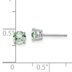 14kw 5mm Round Green Quartz Earrings