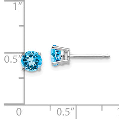 14k White Gold 5mm Blue Topaz Earrings