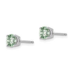 14kw 5mm Round Checker-Cut Green Quartz Earrings