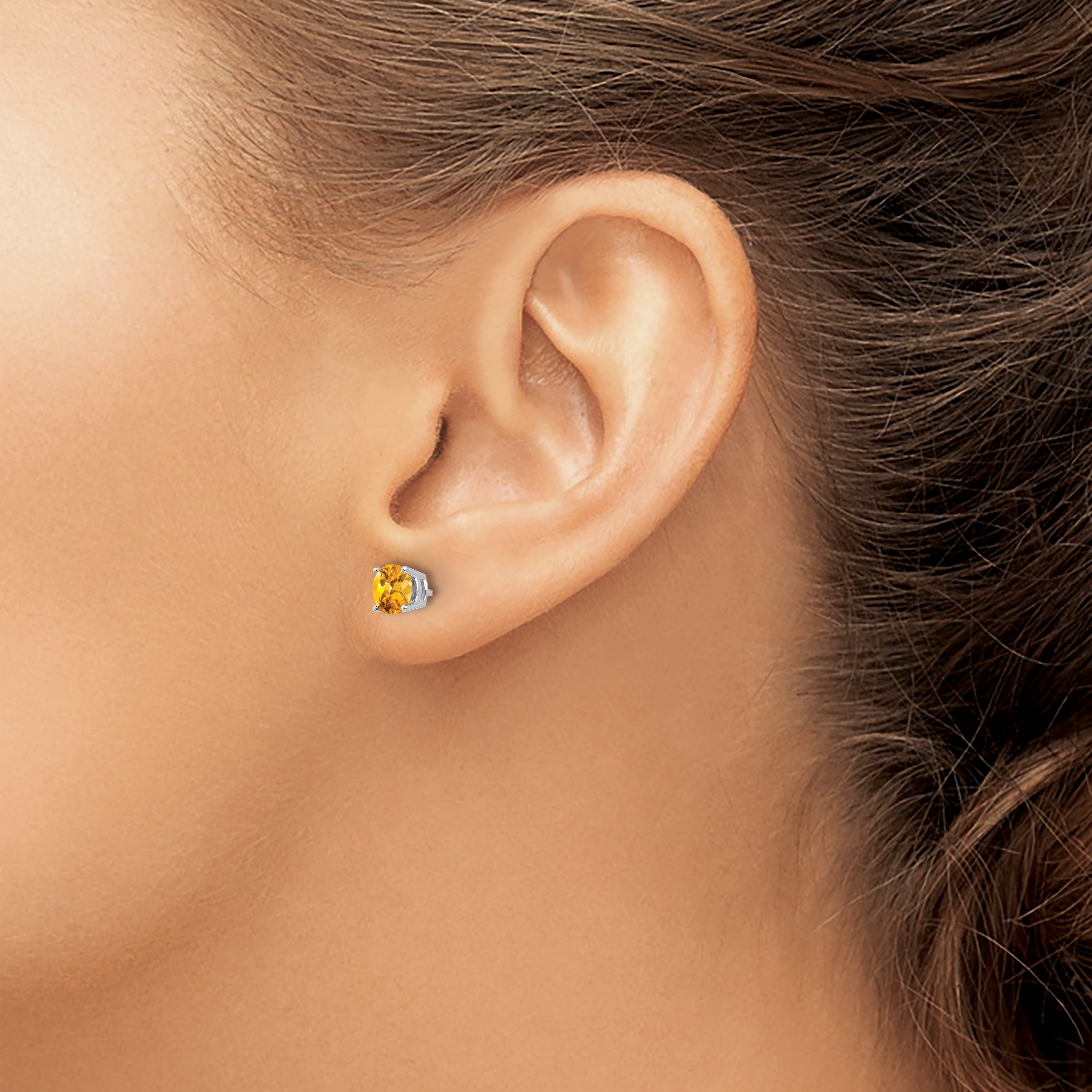 14k White Gold 5mm Citrine Earrings