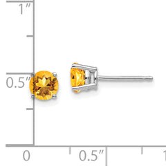 14k White Gold 5mm Citrine Earrings