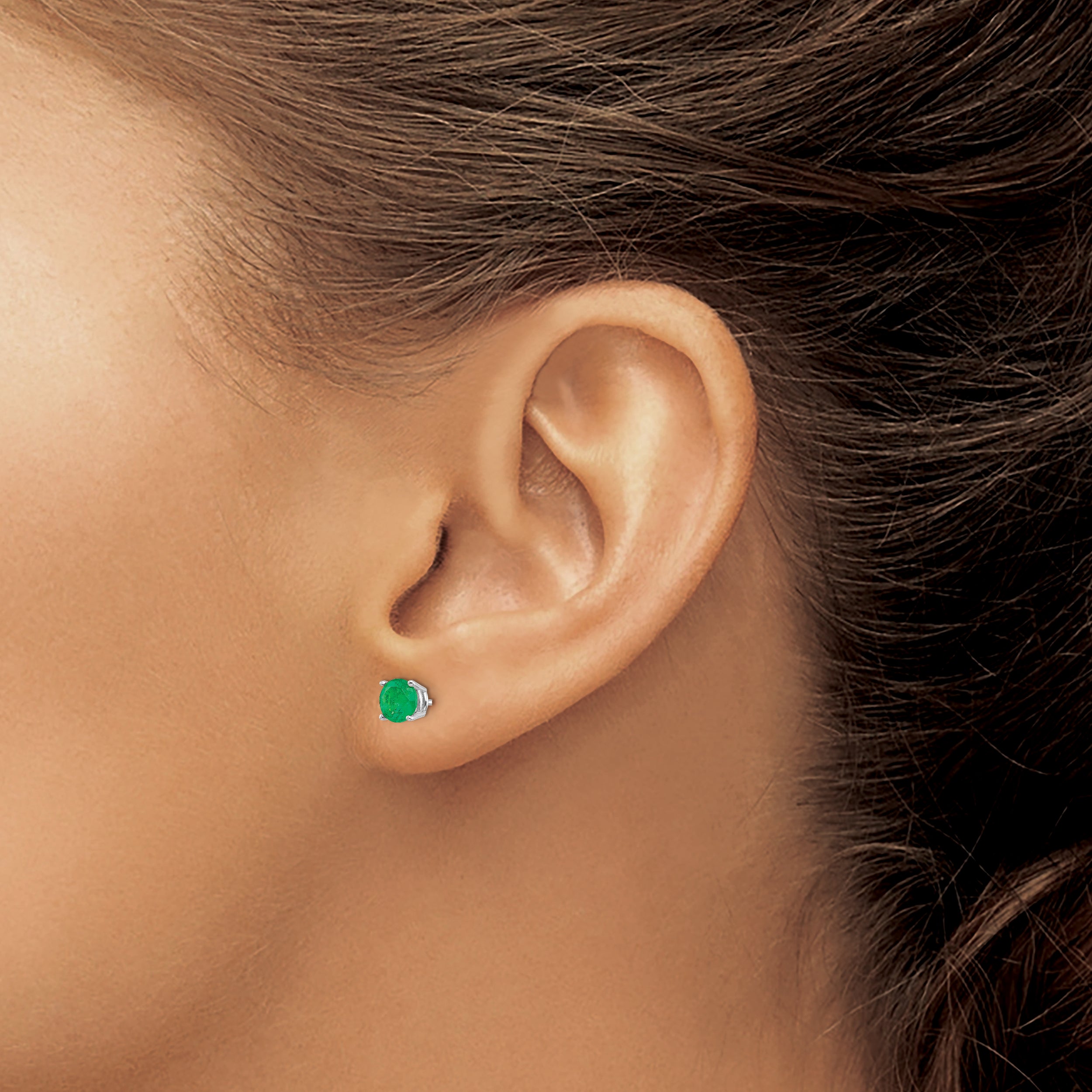 14k White Gold Emerald Earrings