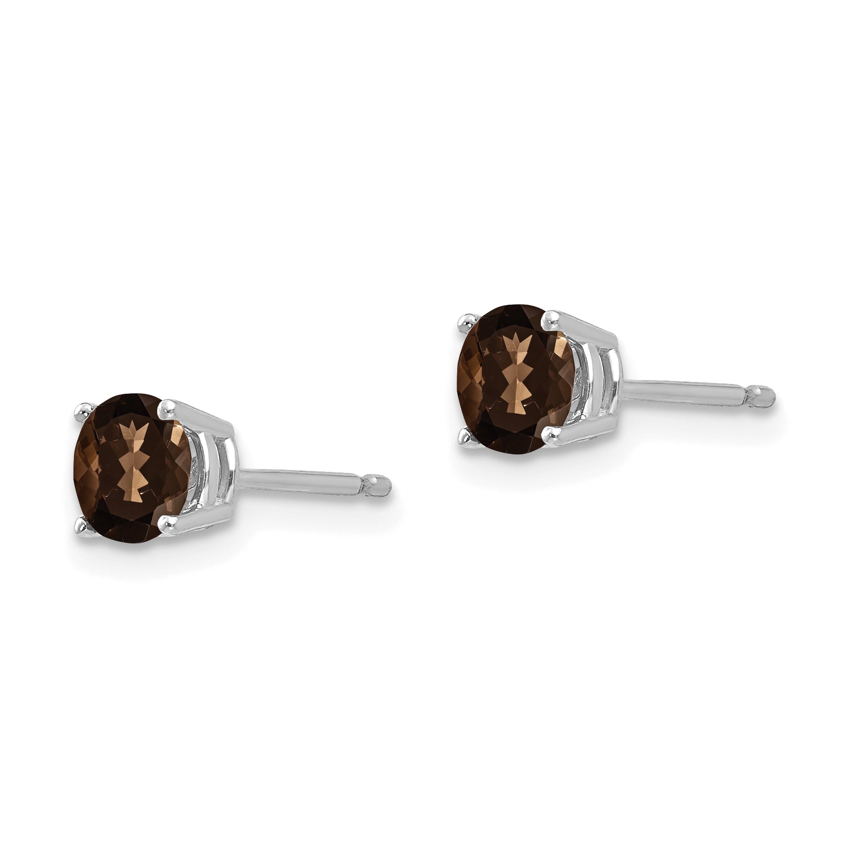 14kw 5mm Round Smoky Quartz Earring