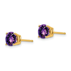 14k 6mm Amethyst Checker Earrings