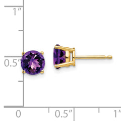 14k 6mm Amethyst Checker Earrings