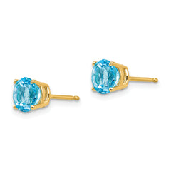 14k 6mm Blue Topaz Earrings