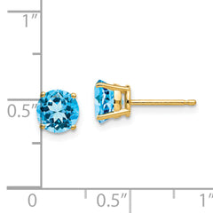 14k 6mm Blue Topaz Earrings