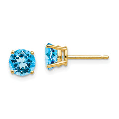 14k 6mm Blue Topaz Earrings