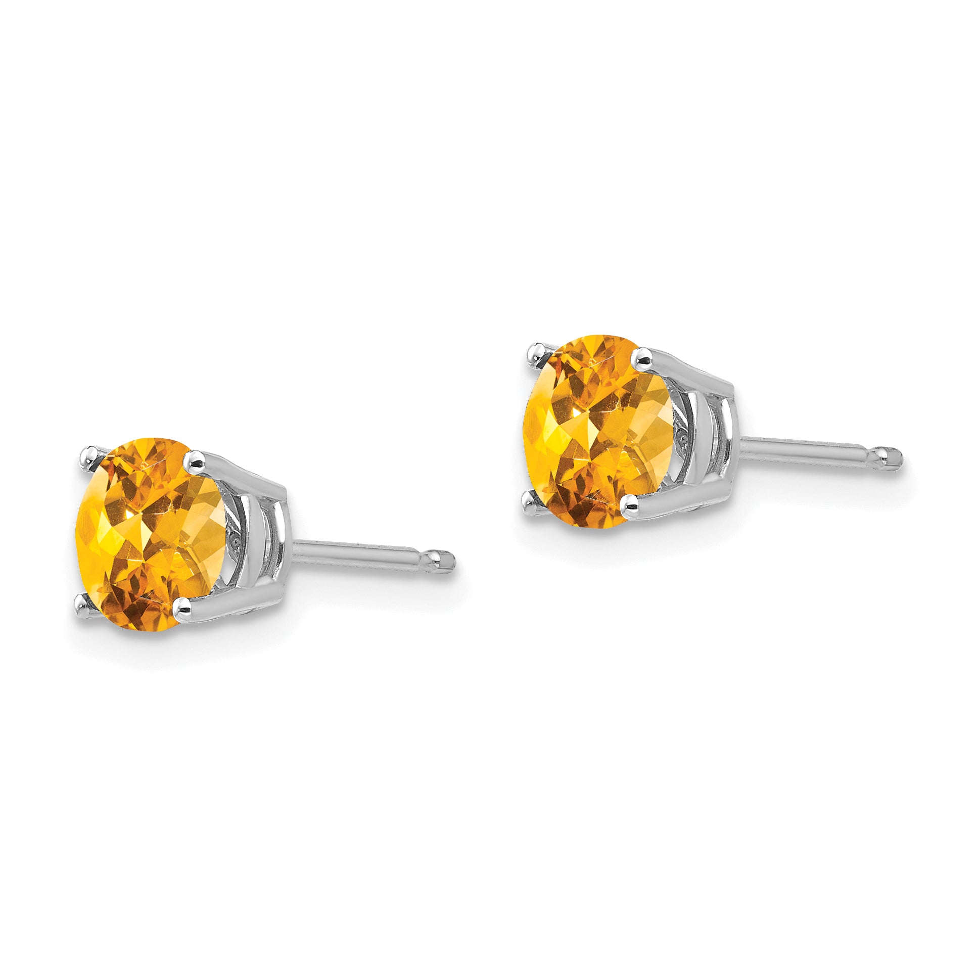 14k White Gold 6mm Citrine Earrings