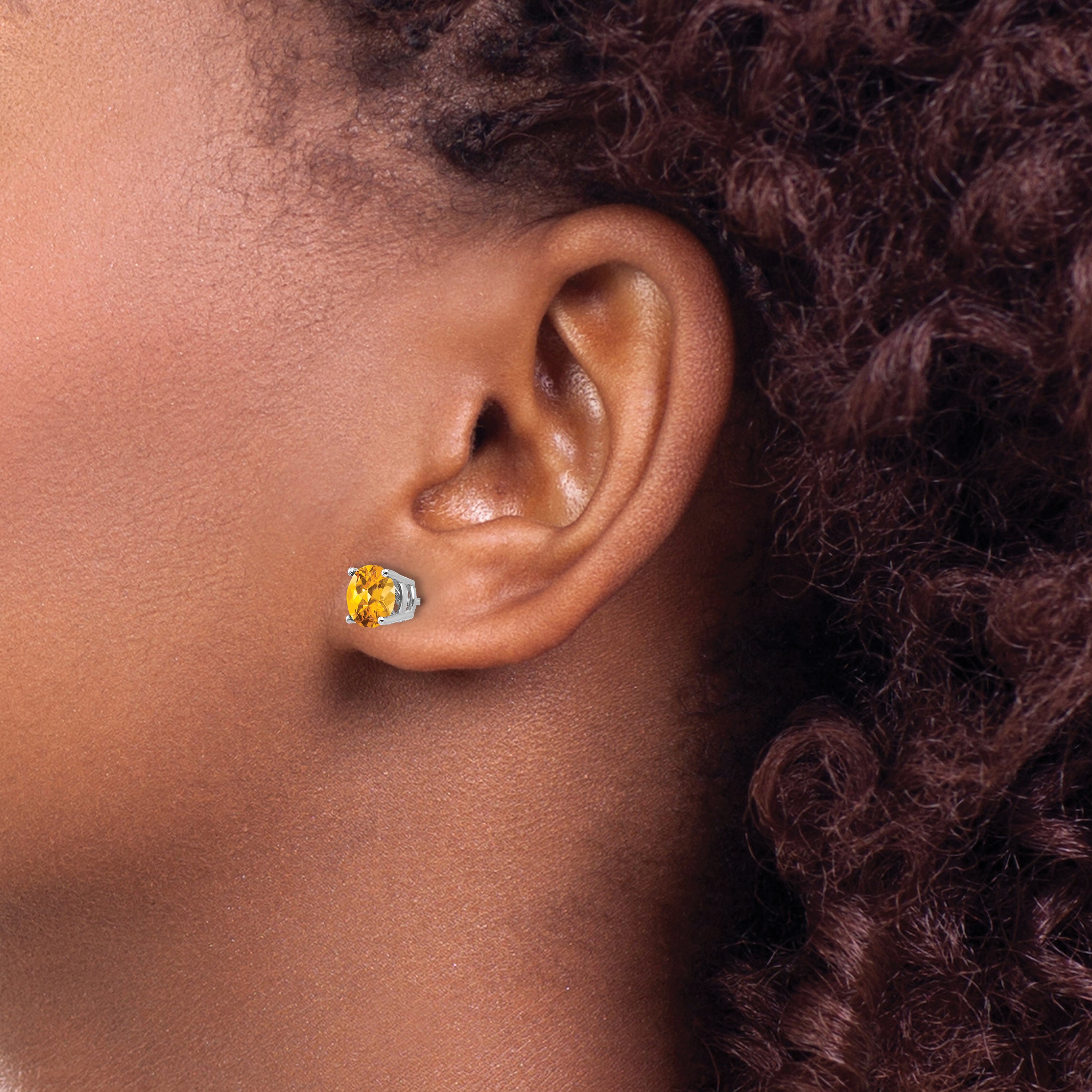 14k White Gold 6mm Citrine Earrings