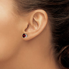 14k White Gold 6mm Garnet Earrings