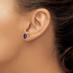 14k 7mm Amethyst Checker Earrings