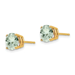 14k 7mm Round Green Quartz Earrings