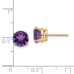 14k 7mm Amethyst Post Earrings