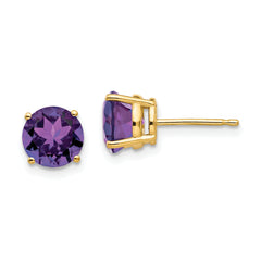 14k 7mm Amethyst Post Earrings