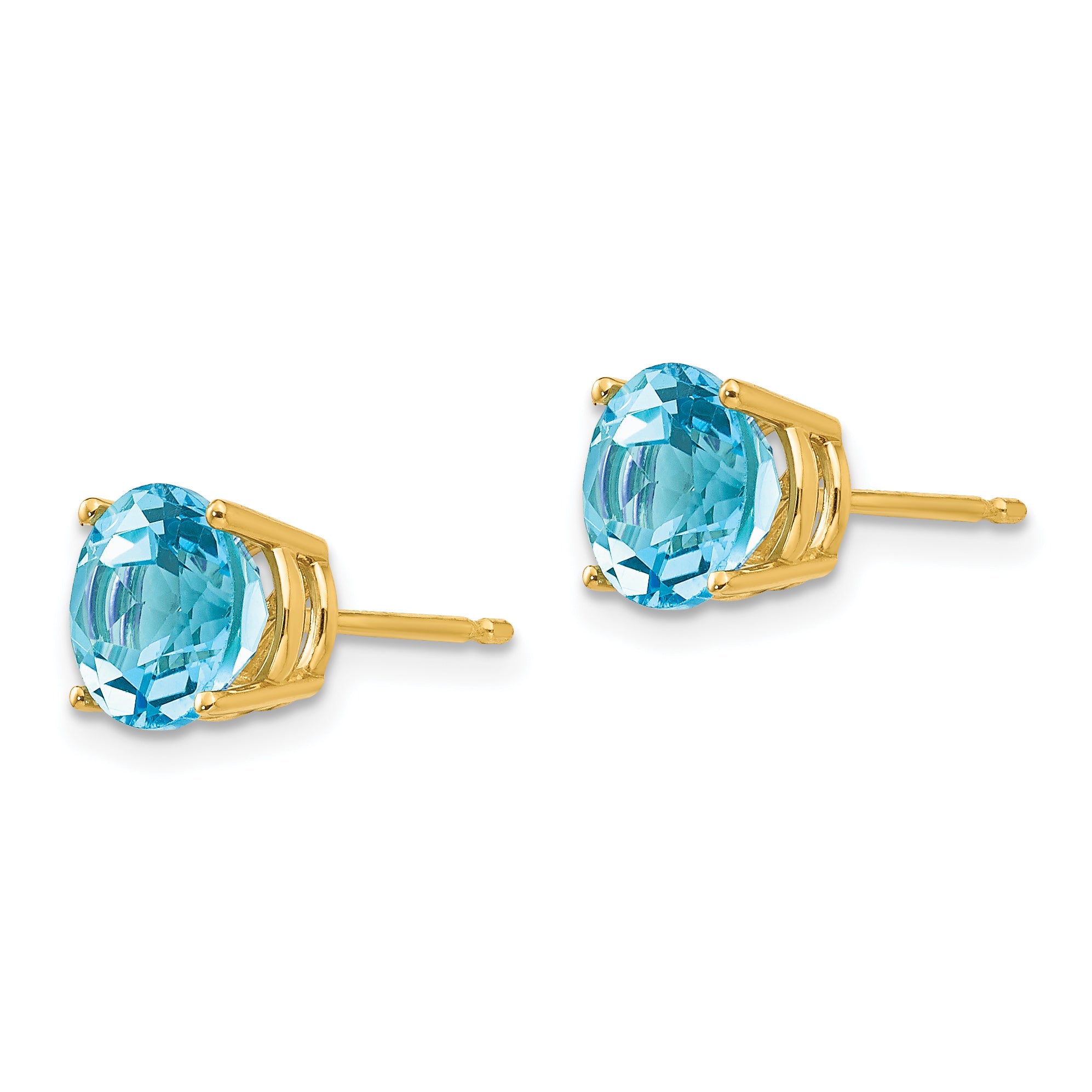 14k 7mm Blue Topaz Earrings