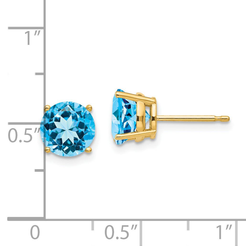 14k 7mm Blue Topaz Earrings