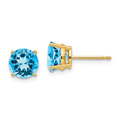 14k 7mm Blue Topaz Earrings