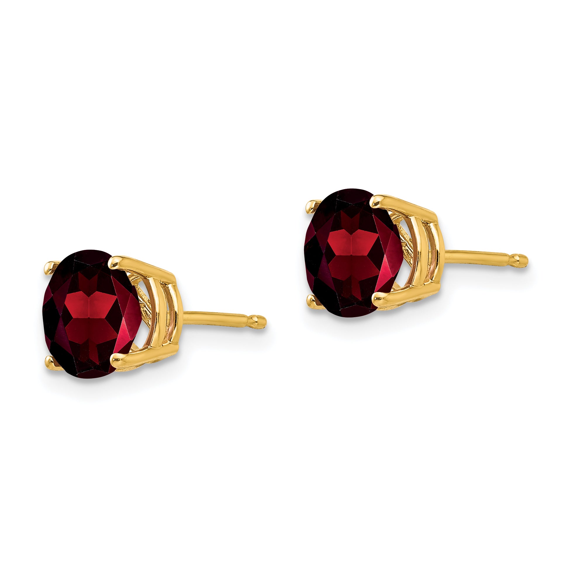 14k 7mm Garnet Post Earrings