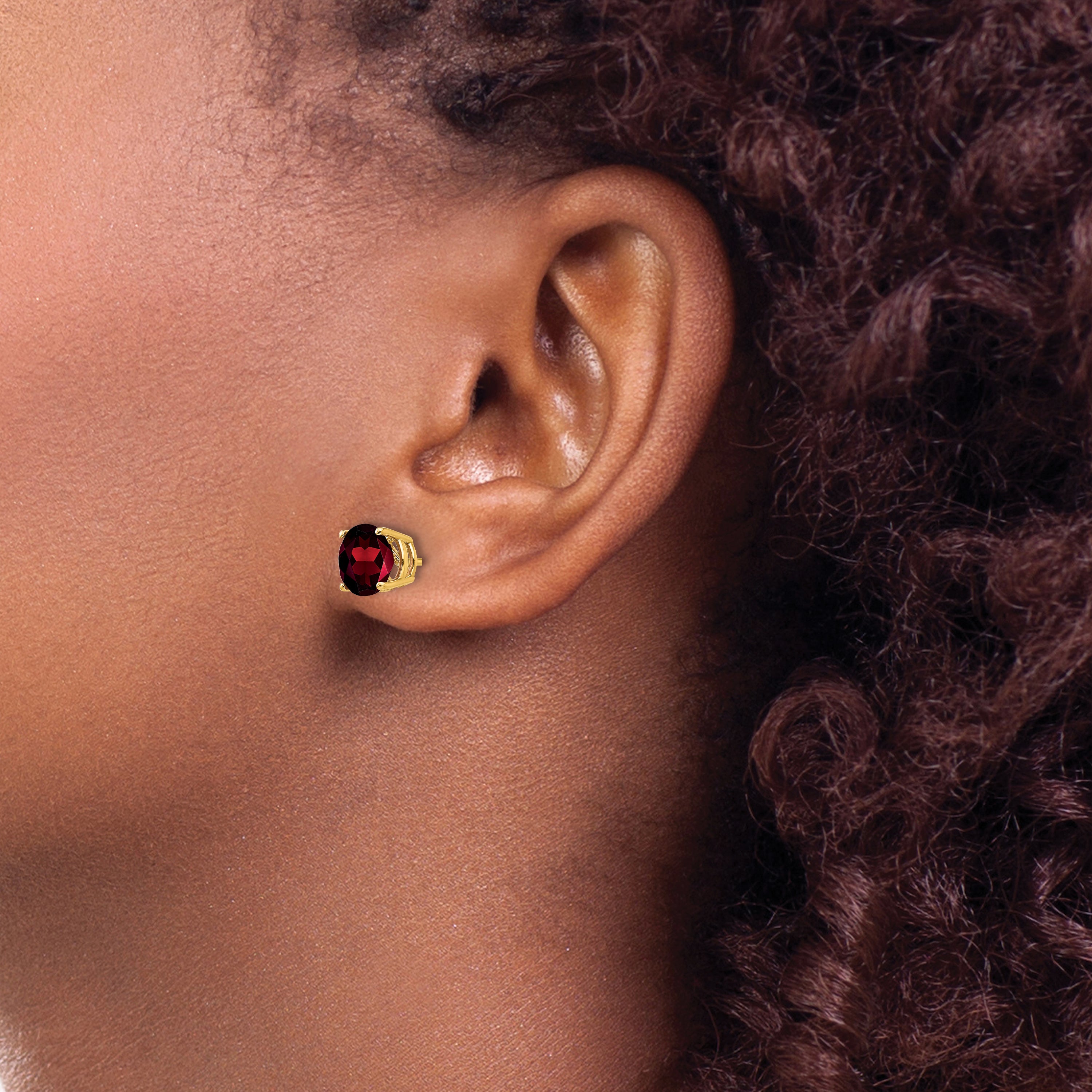 14k 7mm Garnet Post Earrings