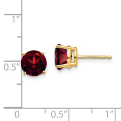 14k 7mm Garnet Post Earrings