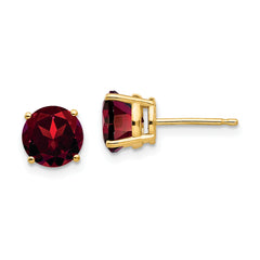 14k 7mm Garnet Post Earrings