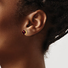 14k 7mm Garnet Checker Earrings