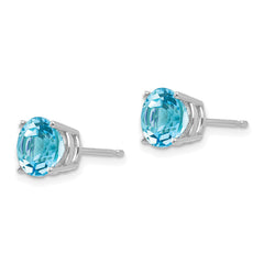 14k White Gold 7mm Blue Topaz Earrings