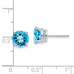 14k White Gold 7mm Blue Topaz Earrings