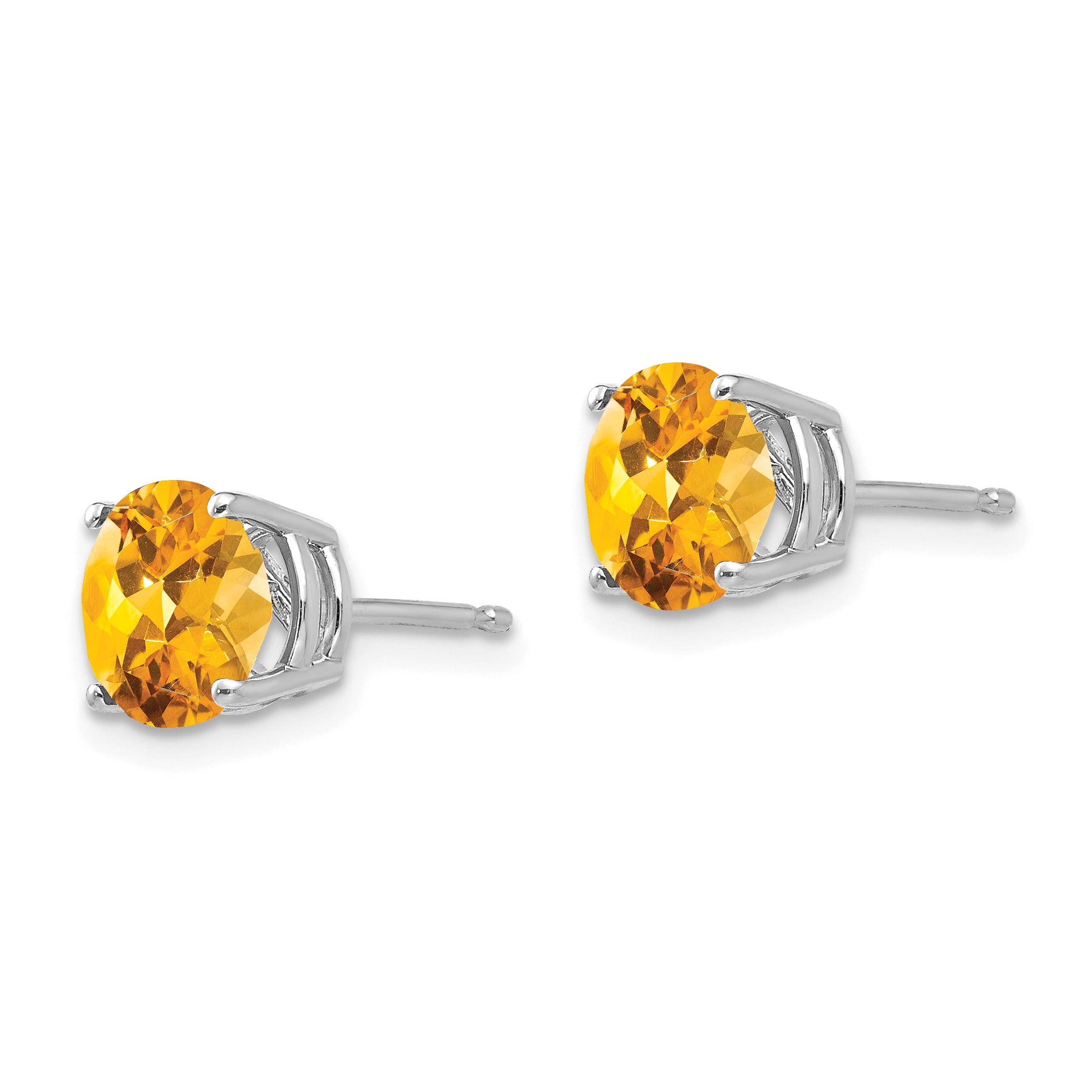 14k White Gold 7mm Citrine earring