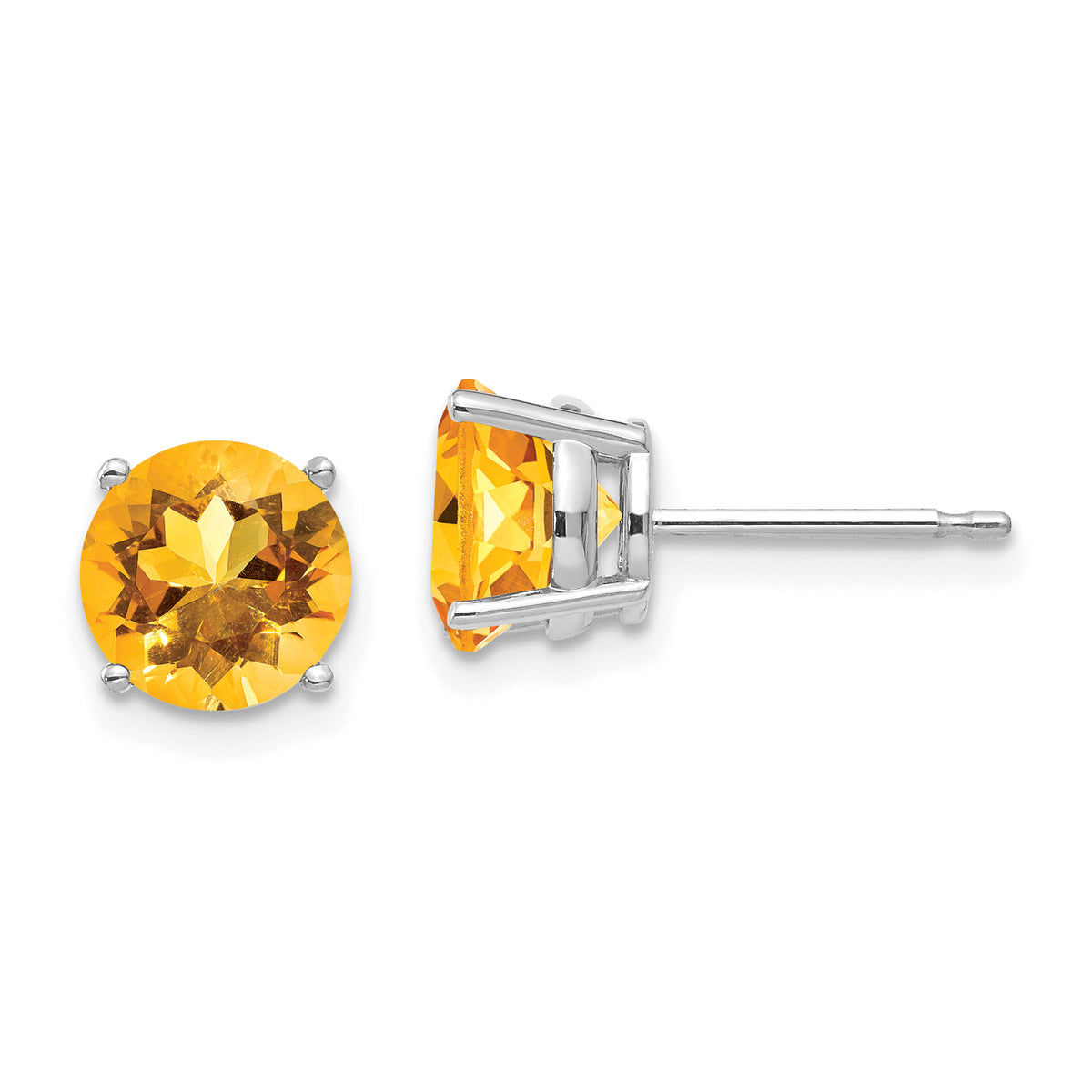 14k White Gold 7mm Citrine earring