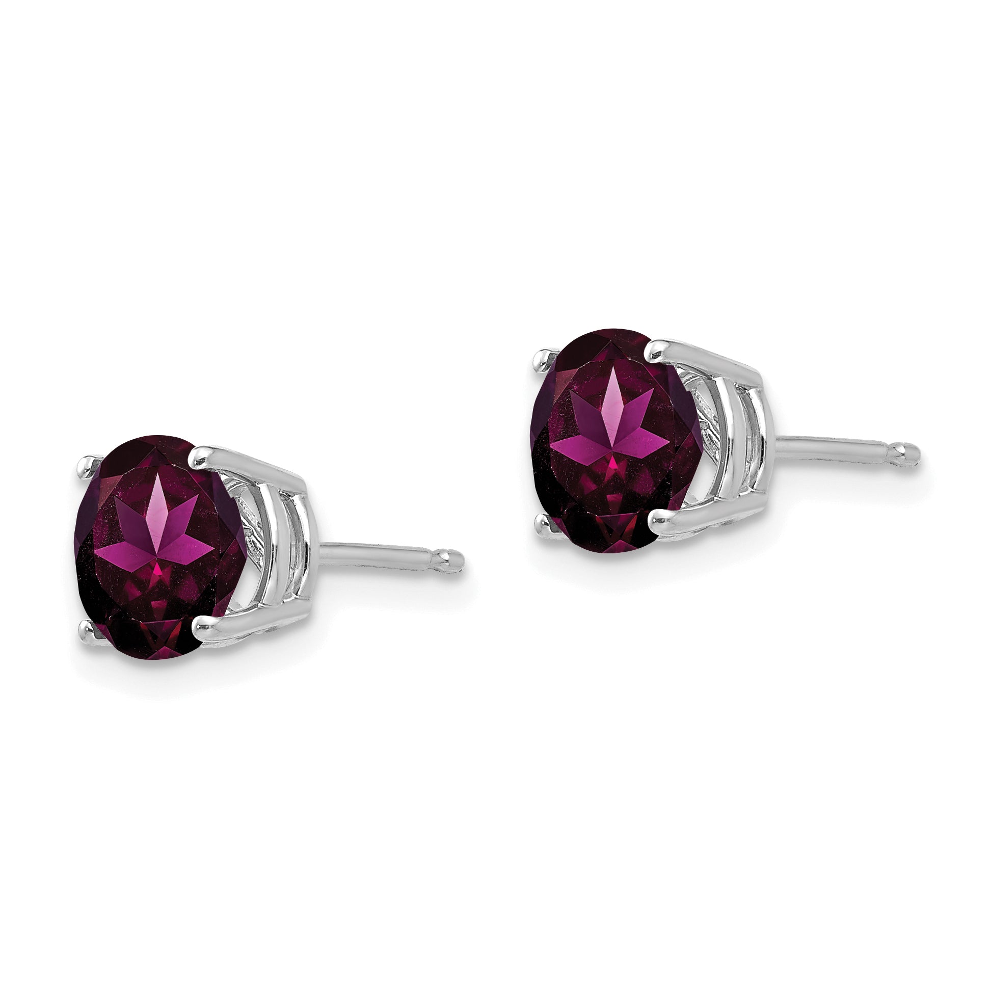 14k White Gold 7mm Rhodolite Garnet Earrings