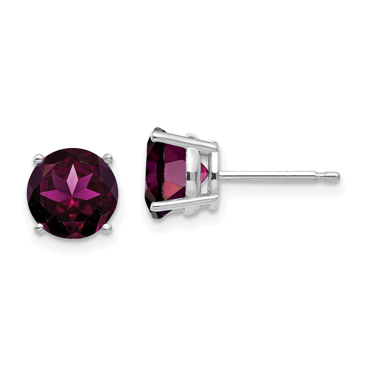 14k White Gold 7mm Rhodolite Garnet Earrings