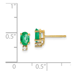 14k 6x4mm Oval Emerald VS Diamond Earrings