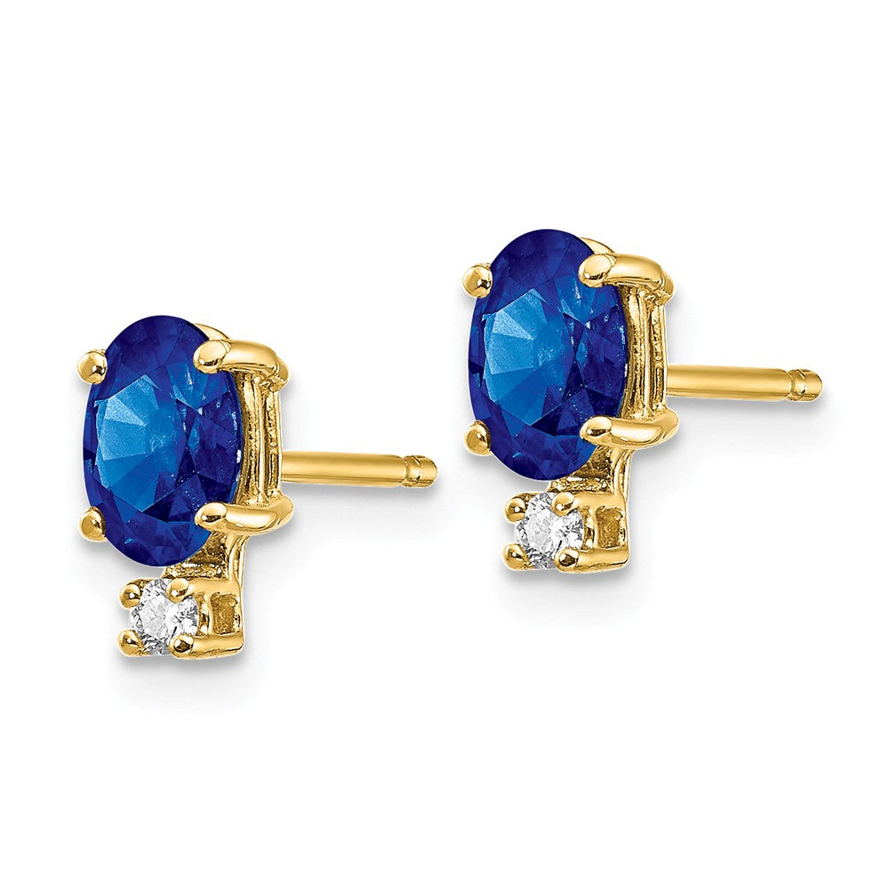 14K Sapphire Diamond Post Earrings