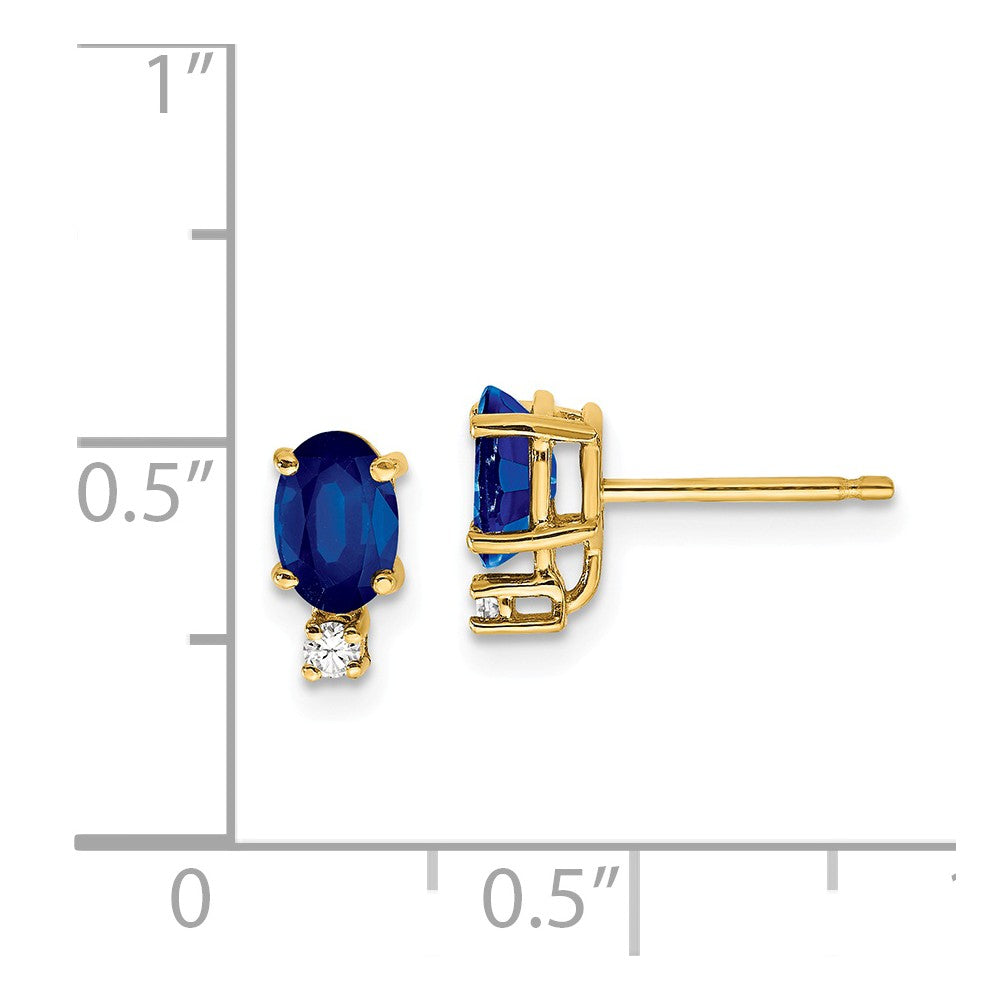 14k 6x4mm Oval Sapphire A Diamond Earrings