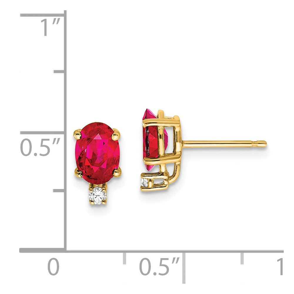 14k 7x5mm Oval Ruby VS Diamond Earrings