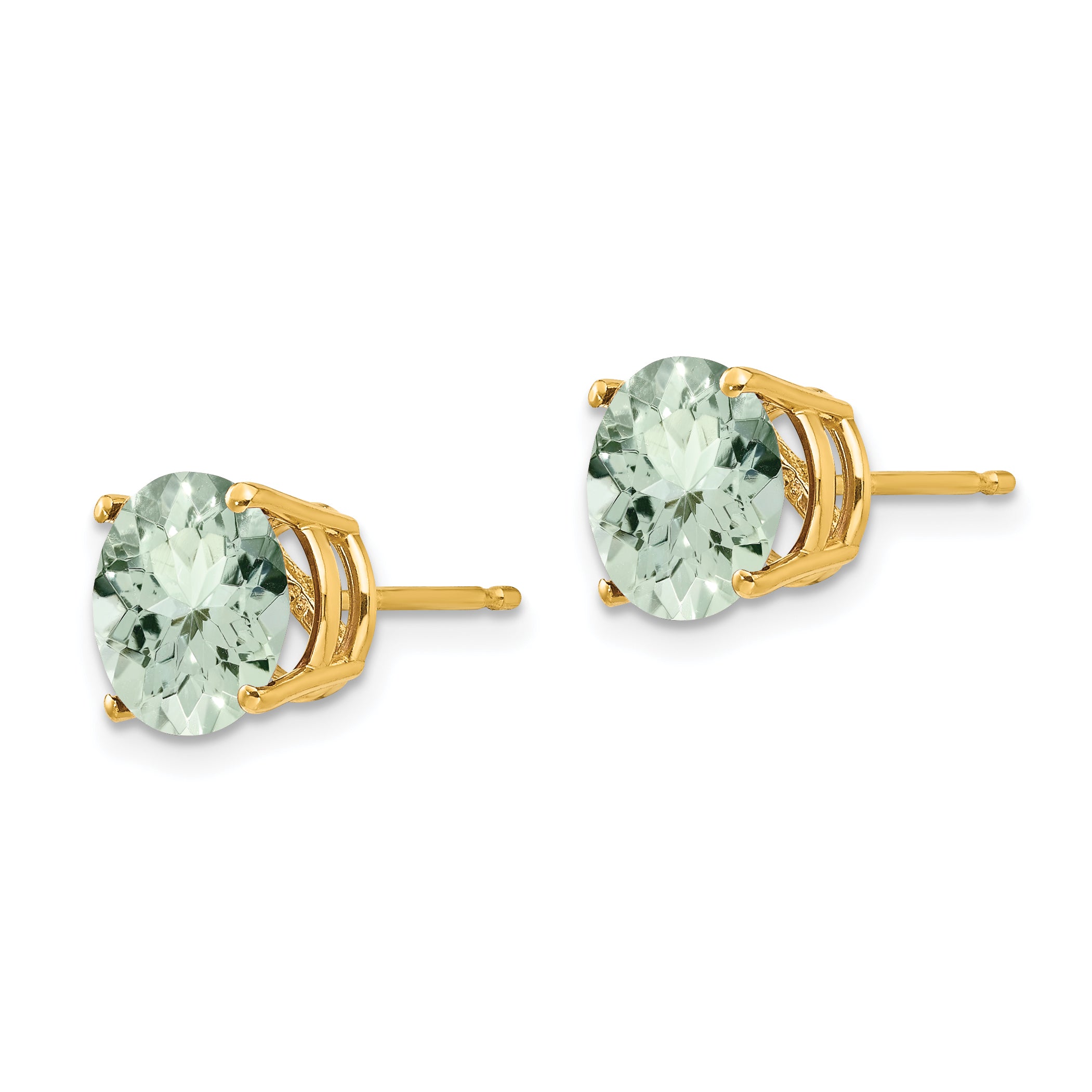 14k 8mm Round Green Quartz Earrings