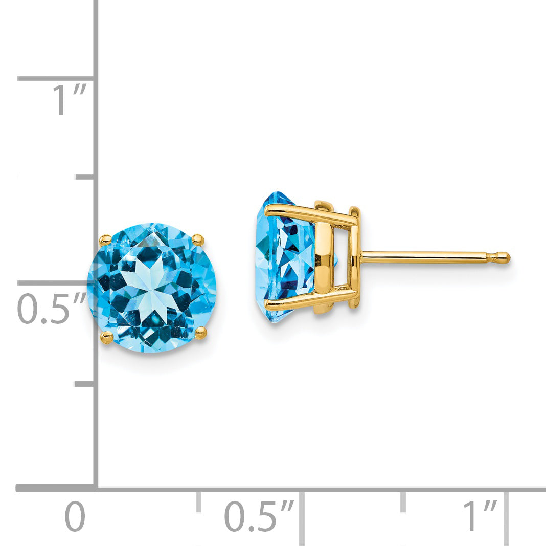 14k 8mm Blue Topaz Post Earrings