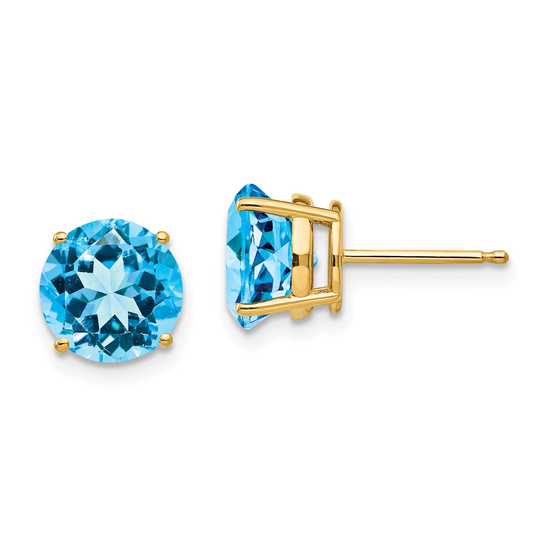 14k 8mm Blue Topaz Post Earrings