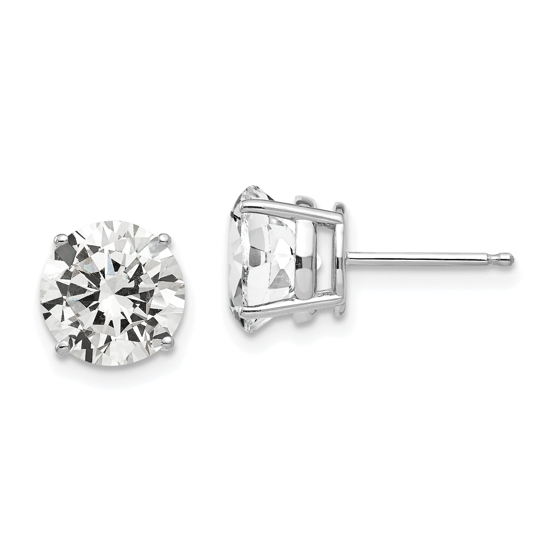 14k White Gold 8mm Cubic Zirconia Earrings