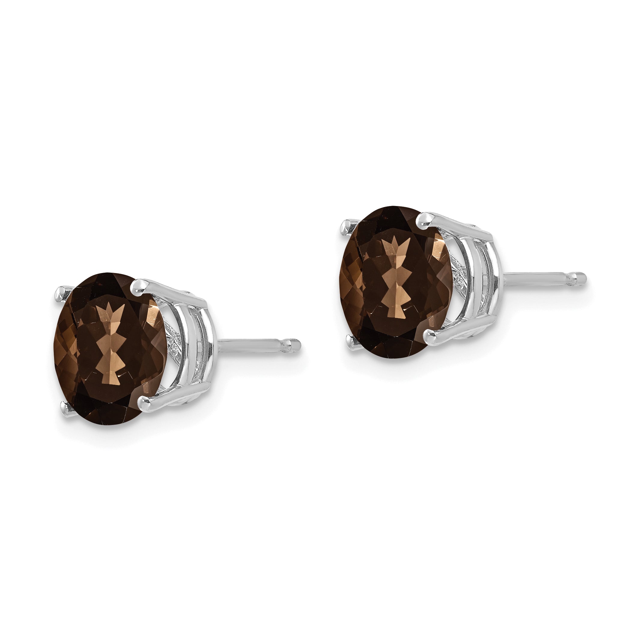 14kw 8mm Round Smoky Quartz Earrings